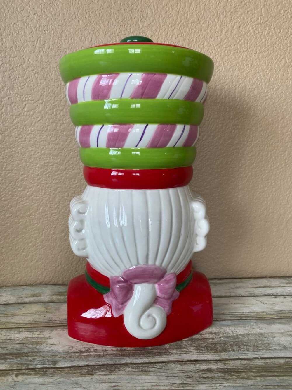 One Hundred 80 Degrees Candy Theme Nutcracker Cookie Jar Ceramic Christmas 12" - Picture 9 of 12